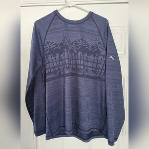 Tommy Bahama Island Zone Men's M Medium Long Sleeve Blue Pullover Rashguard Cool